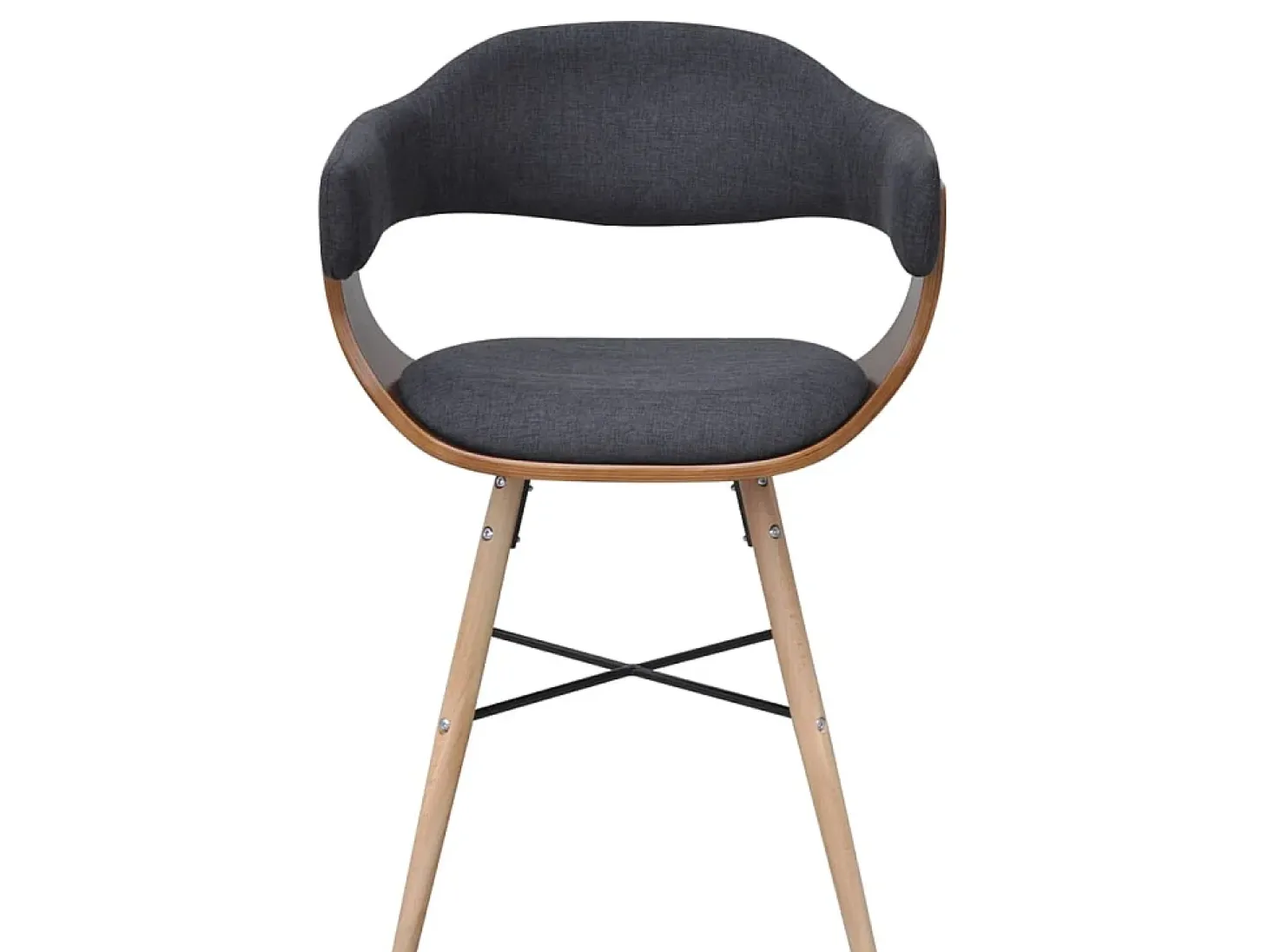 Sillas de comedor 2 unidades madera curvada y tela gris oscuro