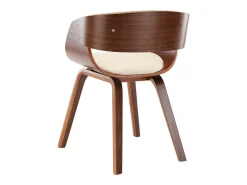 Sillas de comedor 4 unidades madera curvada y cuero sintético crema