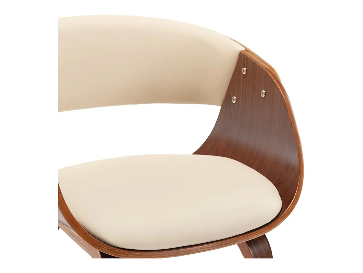 Sillas de comedor 4 unidades madera curvada y cuero sintético crema
