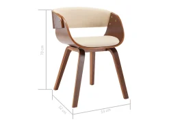 Sillas de comedor 4 unidades madera curvada y cuero sintético crema