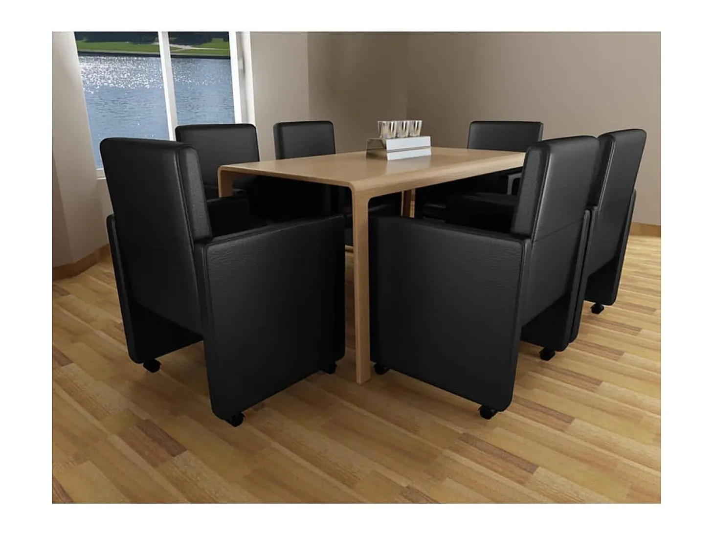 Sillas de comedor 6 unidades cuero sintético negro