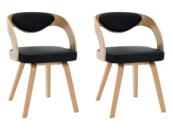 Sillas de comedor 2 unidades madera curvada y cuero sintético negro