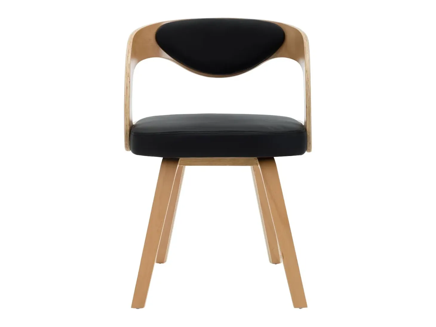 Sillas de comedor 2 unidades madera curvada y cuero sintético negro