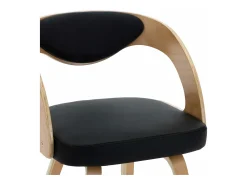Sillas de comedor 2 unidades madera curvada y cuero sintético negro