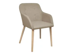 Sillas de comedor 4 unidades tela beige y madera maciza roble