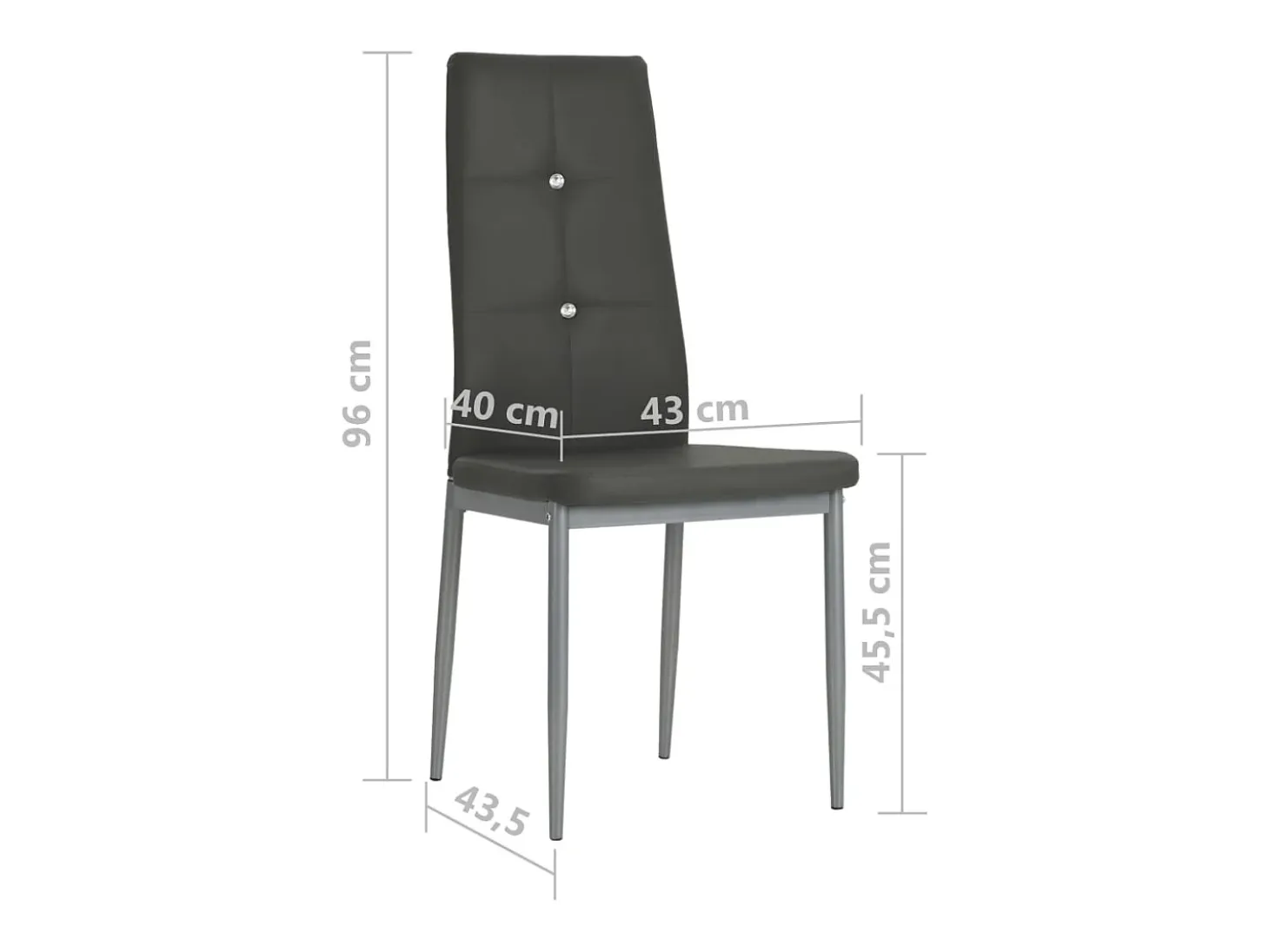 Sillas de comedor 2 unidades cuero sintético gris