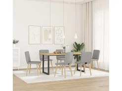 Sillas de comedor 6 unidades tela gris nube