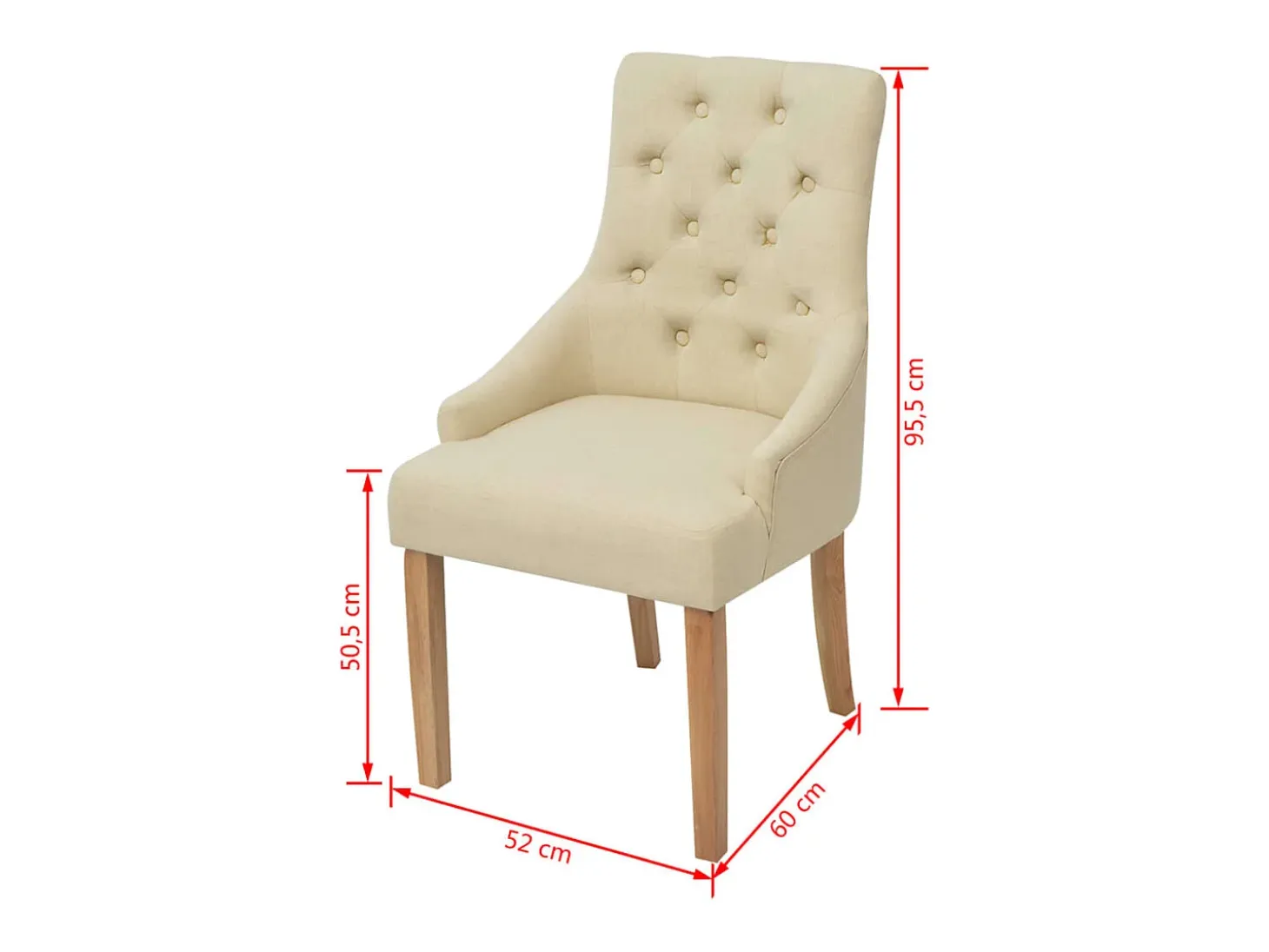 Sillas de comedor 2 unidades tela color crema