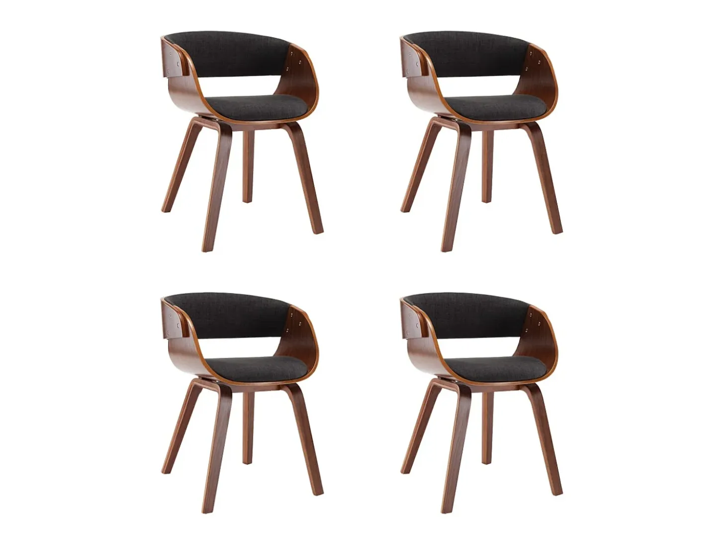 Sillas de comedor 4 unidades de madera curvada y tela gris
