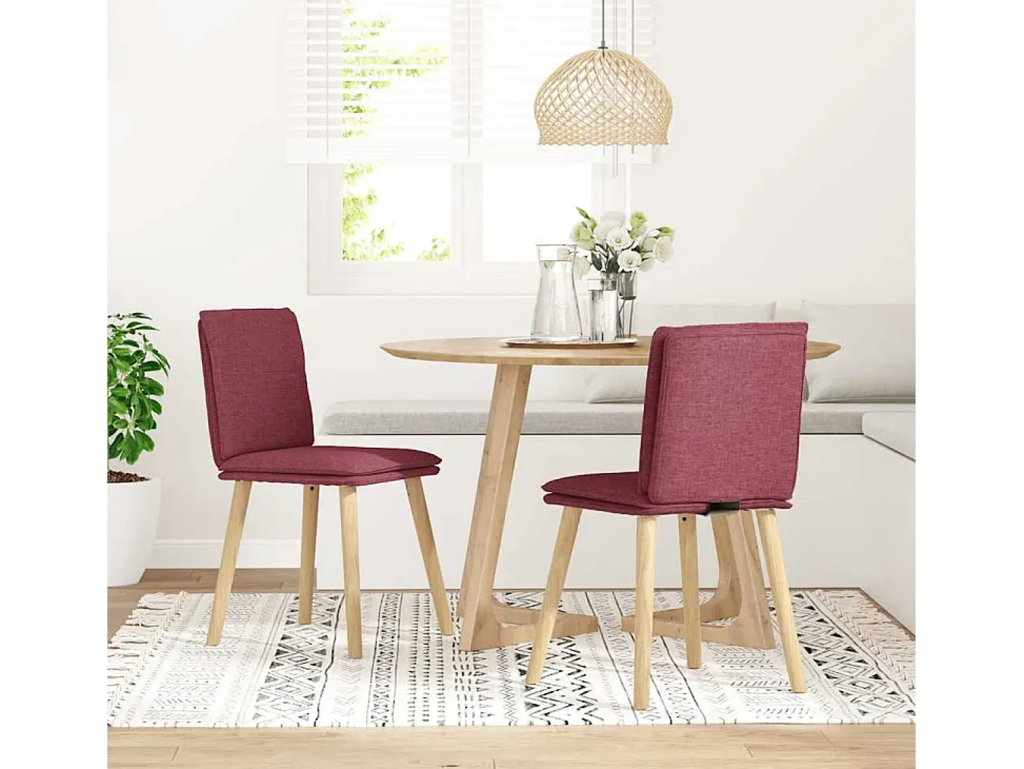 Sillas de comedor 2 unidades tela rojo tinto