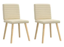 Sillas de comedor 2 unidades tela color crema
