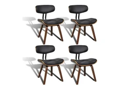 Sillas de comedor 4 unidades madera curvada y cuero artificial