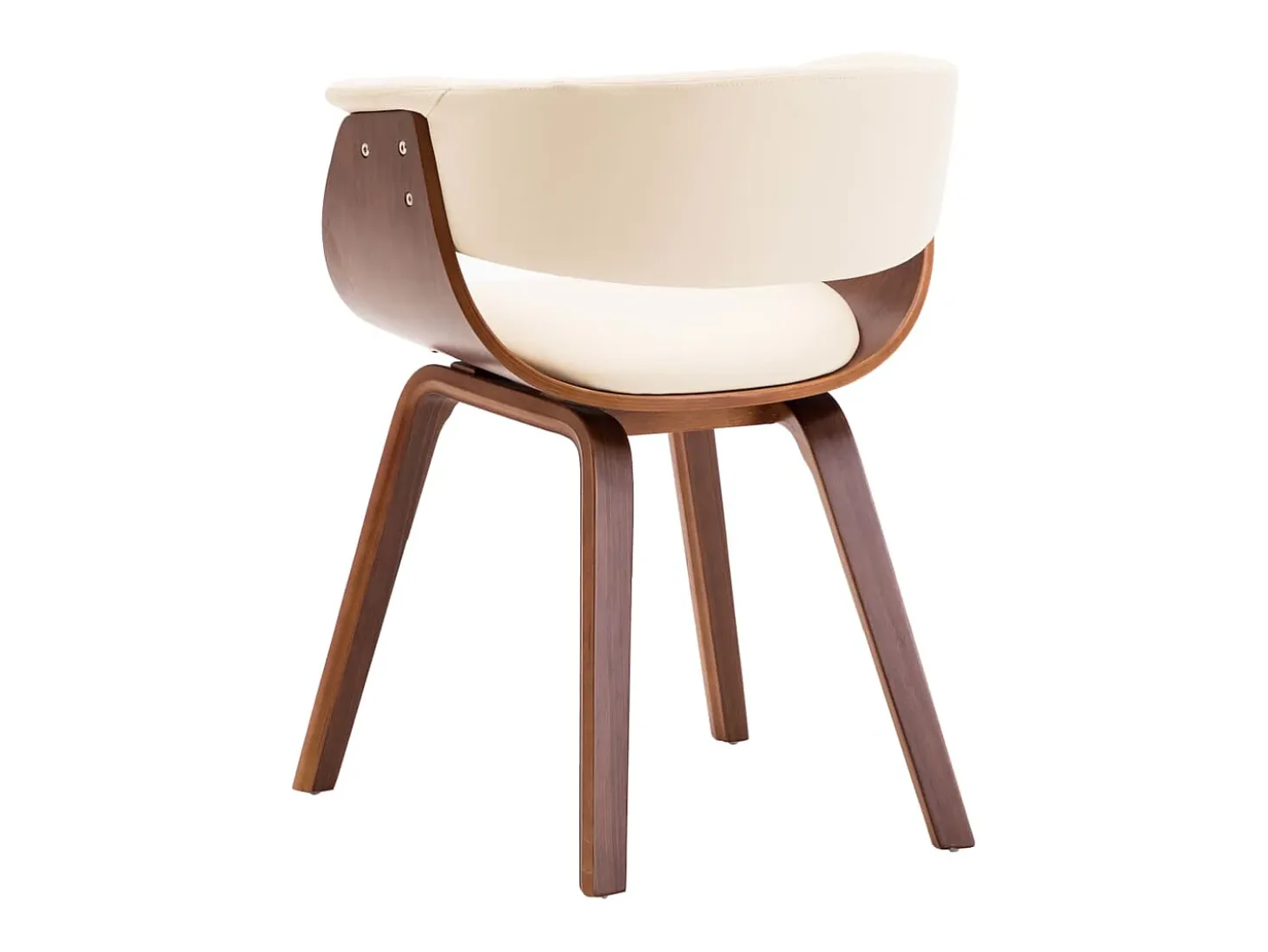 Sillas de comedor 2 unidades madera curvada y cuero sintético crema