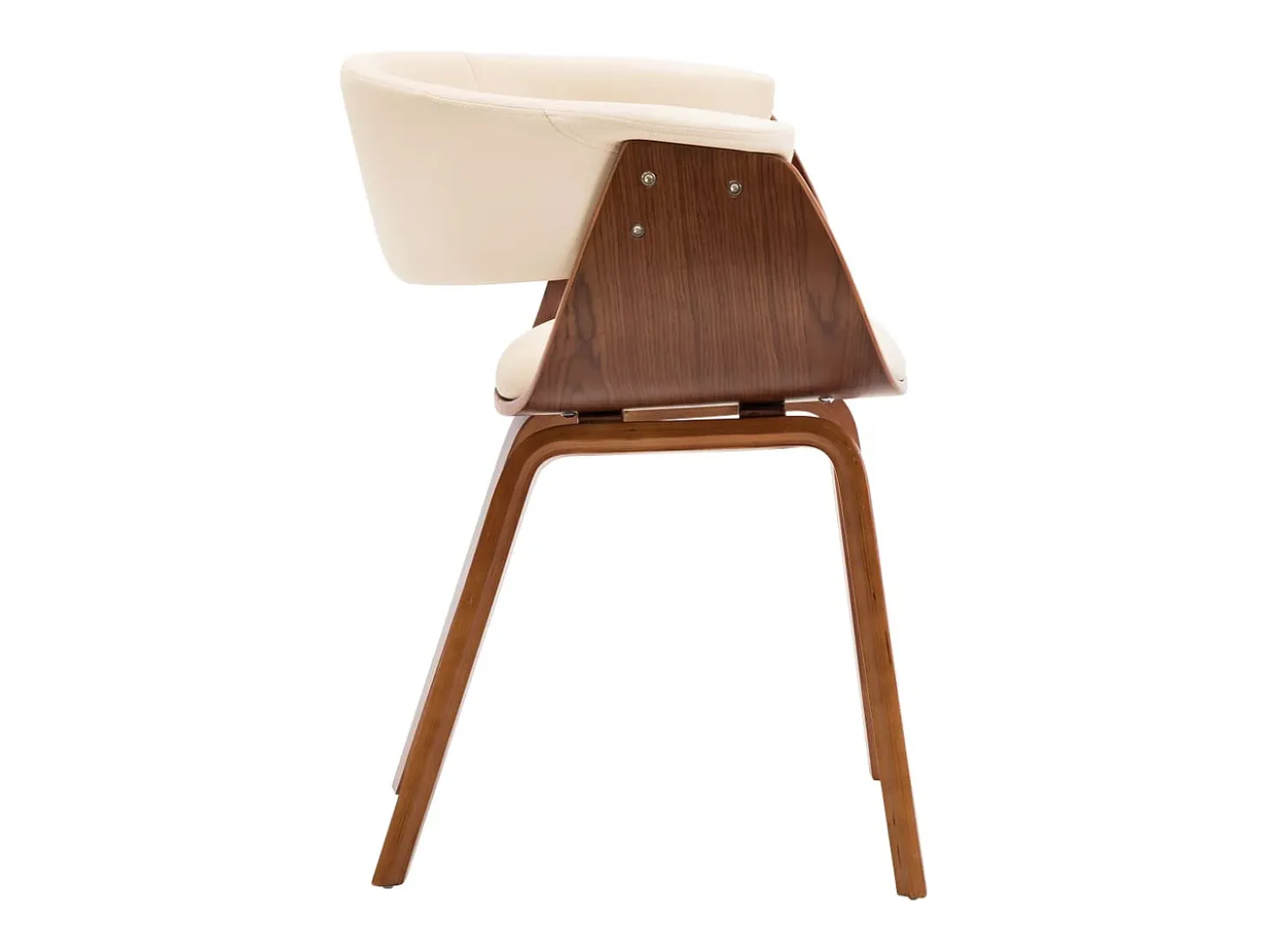 Sillas de comedor 2 unidades madera curvada y cuero sintético crema