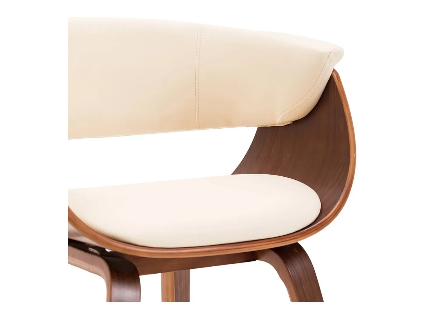 Sillas de comedor 2 unidades madera curvada y cuero sintético crema