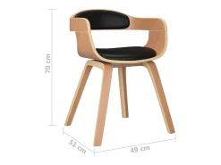 Sillas de comedor 6 unidades cuero sintético y madera curvada negro