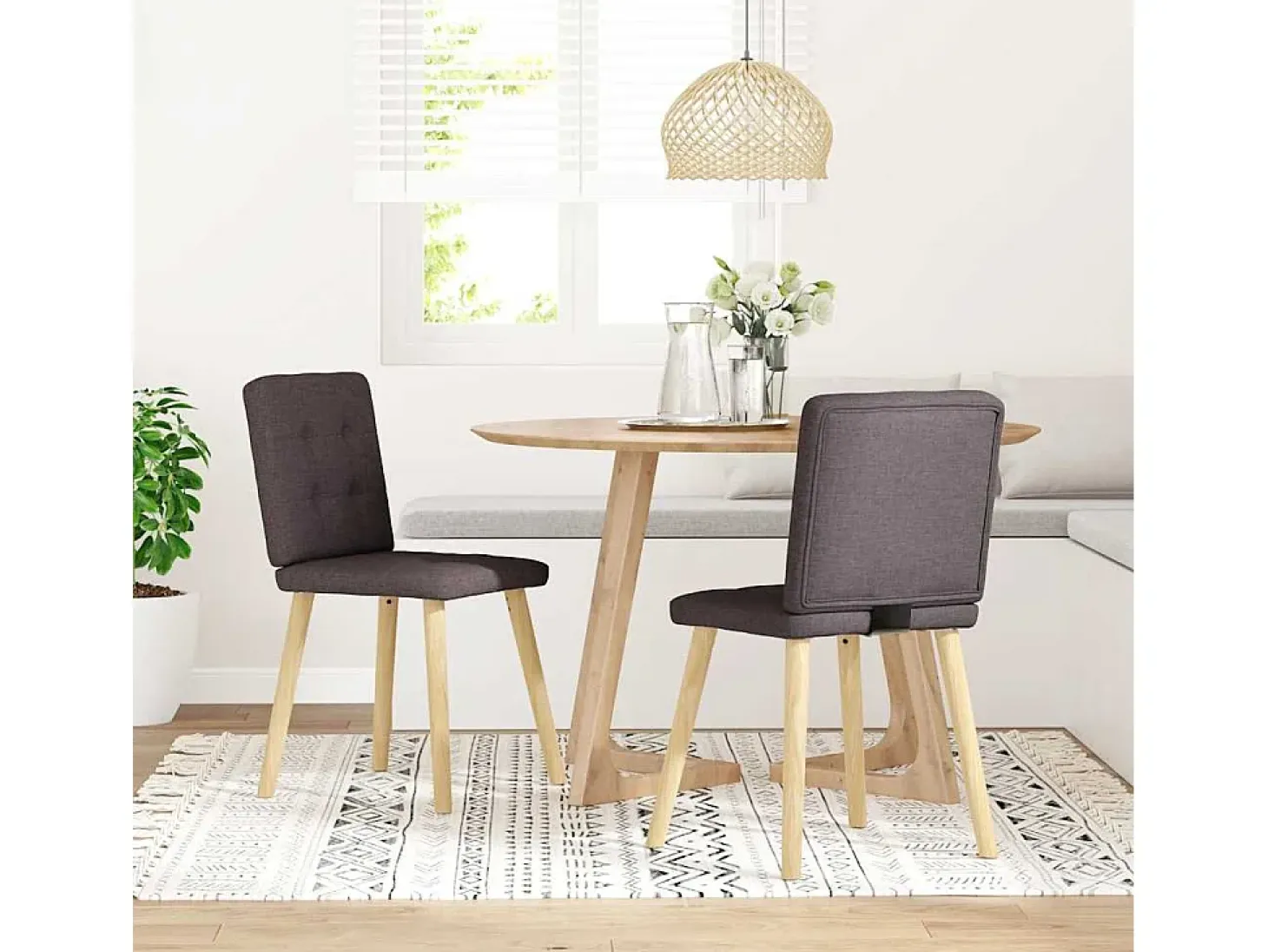 Sillas de comedor 2 unidades tela marrón oscuro