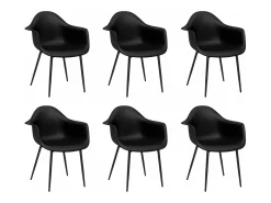 Sillas de comedor 6 unidades negras PP