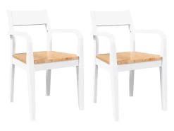 Sillas de comedor 2 unidades madera maciza de caucho blanco