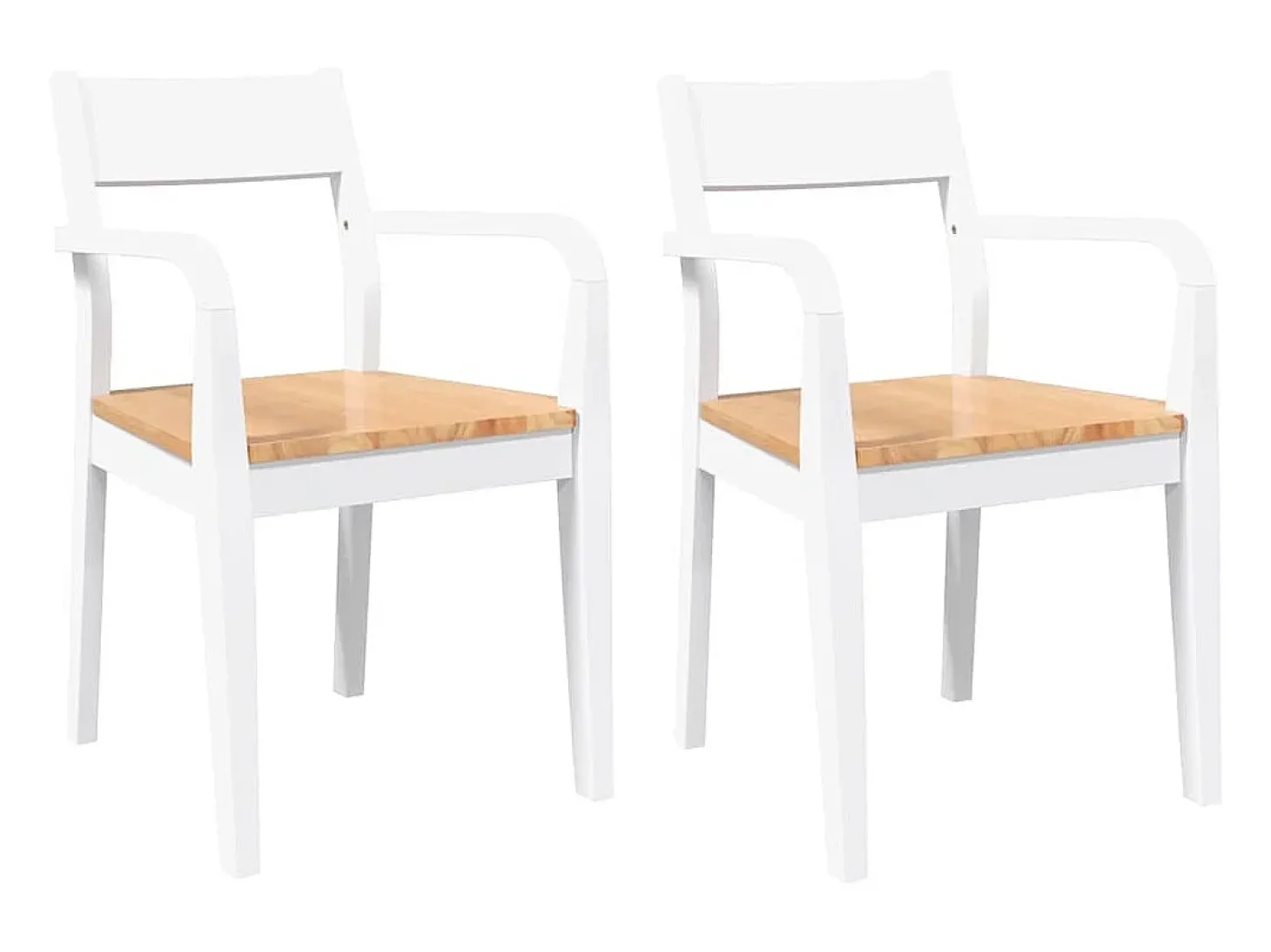 Sillas de comedor 2 unidades madera maciza de caucho blanco