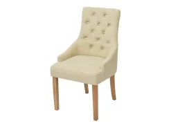 Sillas de comedor 4 unidades tela color crema