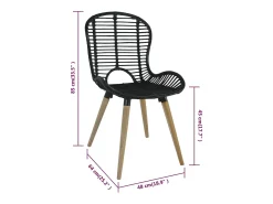 Sillas de comedor 2 unidades ratán natural negro