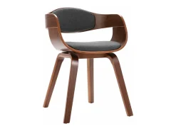Sillas de comedor 6 unidades madera curvada y tela gris