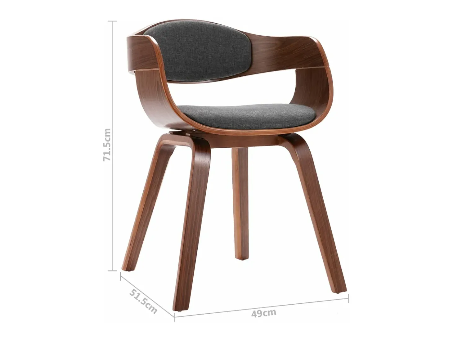 Sillas de comedor 6 unidades madera curvada y tela gris