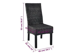 Sillas de comedor 6 unidades ratán Kubu y madera mango negro