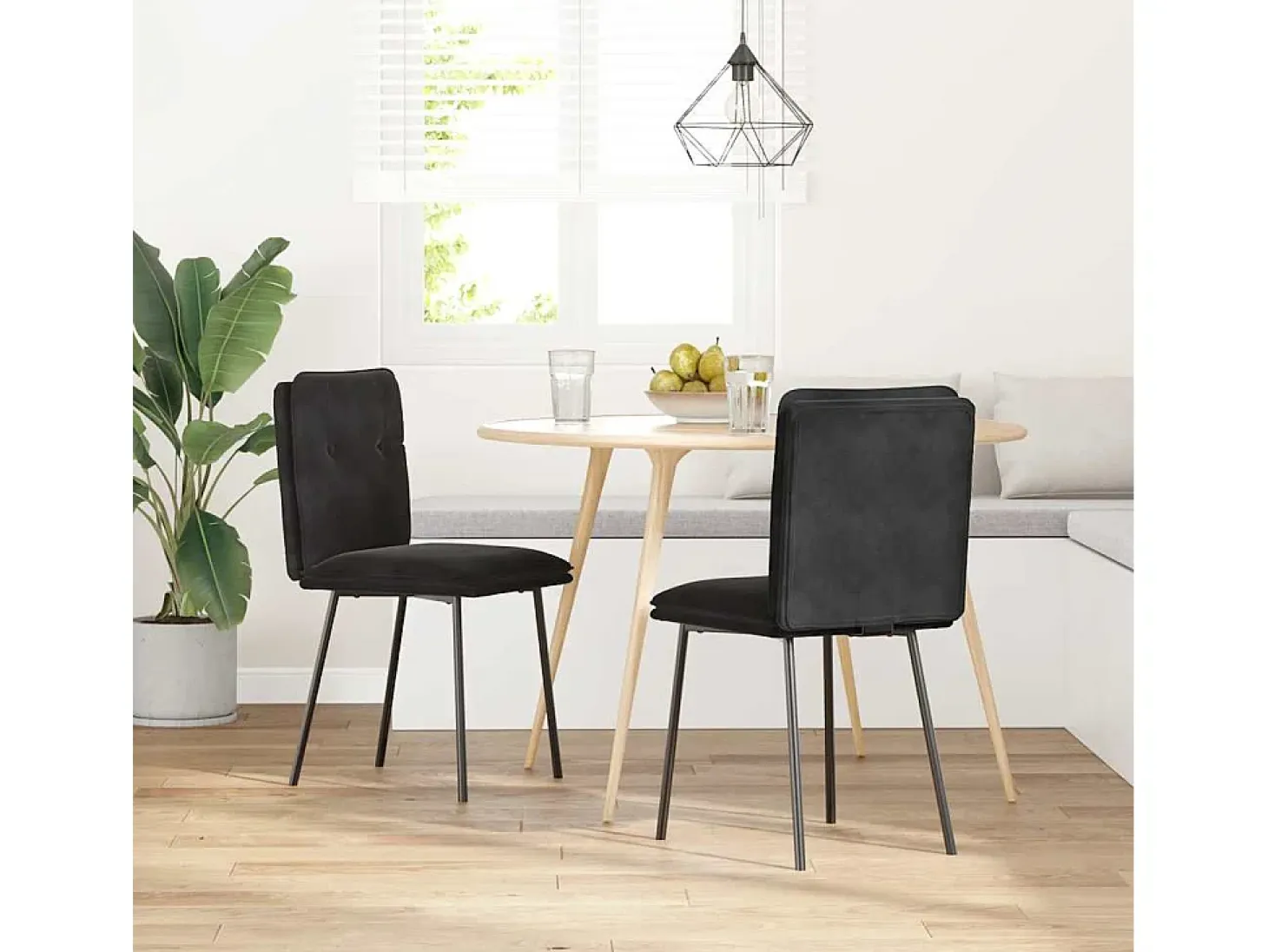 Sillas de comedor 2 unidades terciopelo negro