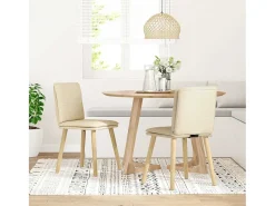 Sillas de comedor 2 unidades tela color crema