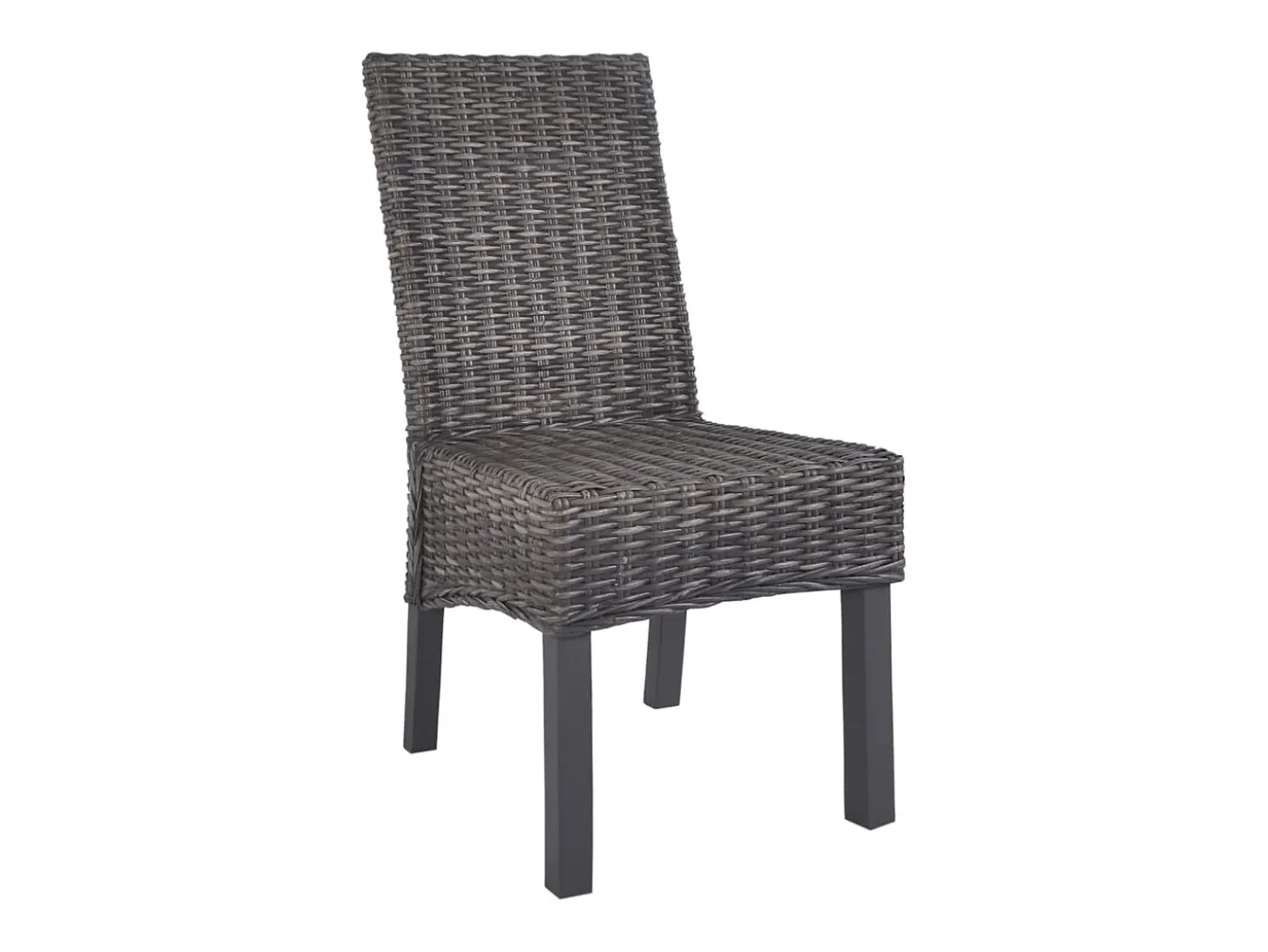 Sillas de comedor 4 unidades ratán Kubu y madera mango marrón