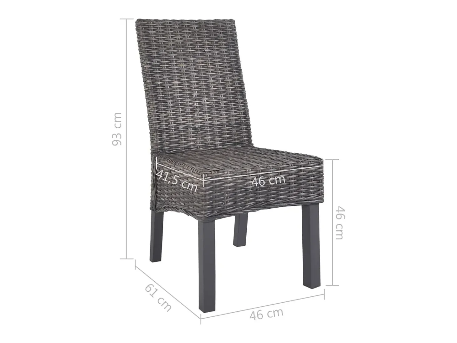 Sillas de comedor 4 unidades ratán Kubu y madera mango marrón