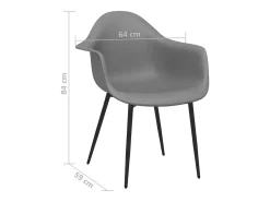 Sillas de comedor 6 unidades gris PP