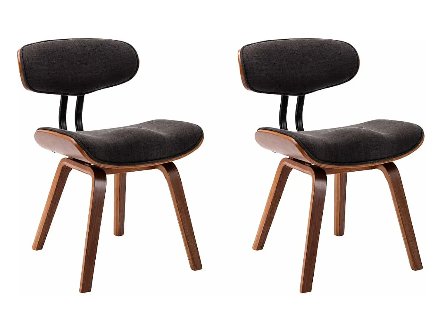 Sillas de comedor 2 unidades madera curvada y tela gris
