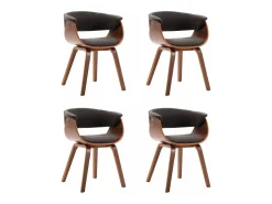 Sillas de comedor 4 unidades de madera curvada y tela gris