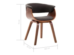 Sillas de comedor 4 unidades de madera curvada y tela gris