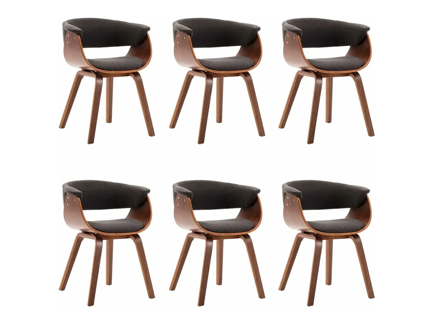 Sillas de comedor 6 unidades madera curvada gris y tela