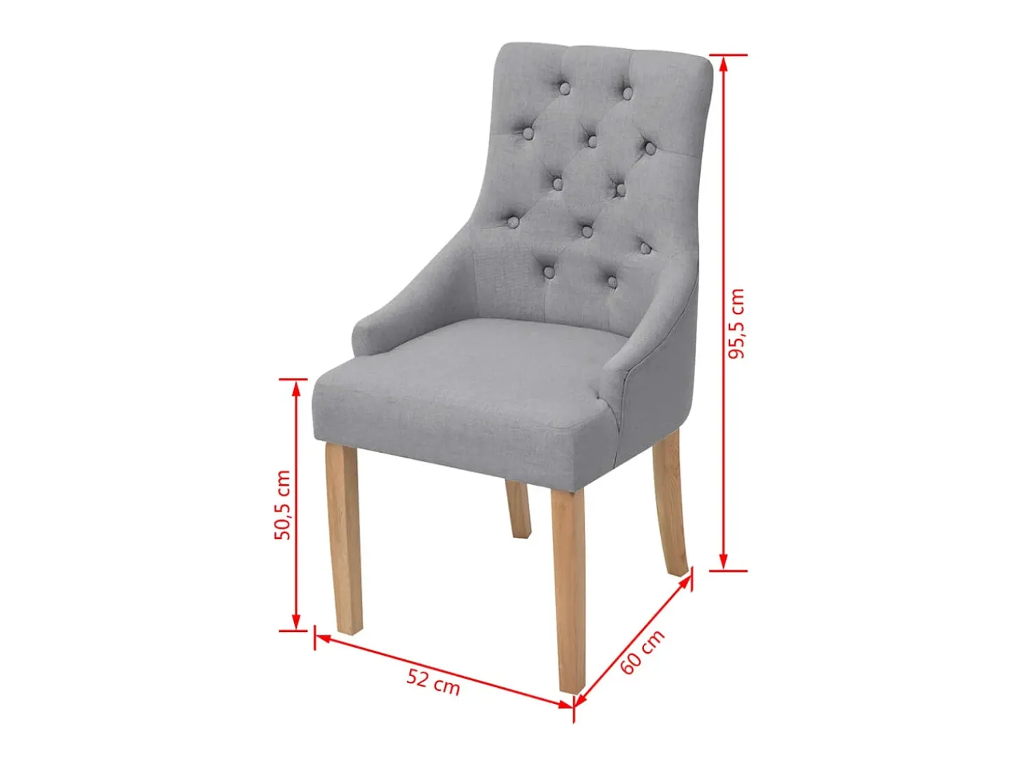 Sillas de comedor 2 unidades tela gris claro