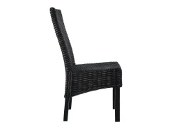 Sillas de comedor 4 unidades ratán Kubu y madera mango negro