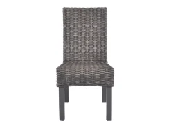 Sillas de comedor 6 unidades ratán Kubu y madera mango marrón
