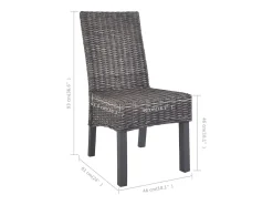Sillas de comedor 6 unidades ratán Kubu y madera mango marrón
