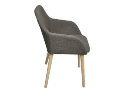 Sillas de comedor 2 unidades tela gris claro y madera maciza roble