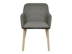 Sillas de comedor 2 unidades tela gris claro y madera maciza roble