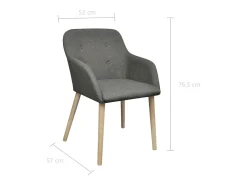 Sillas de comedor 2 unidades tela gris claro y madera maciza roble