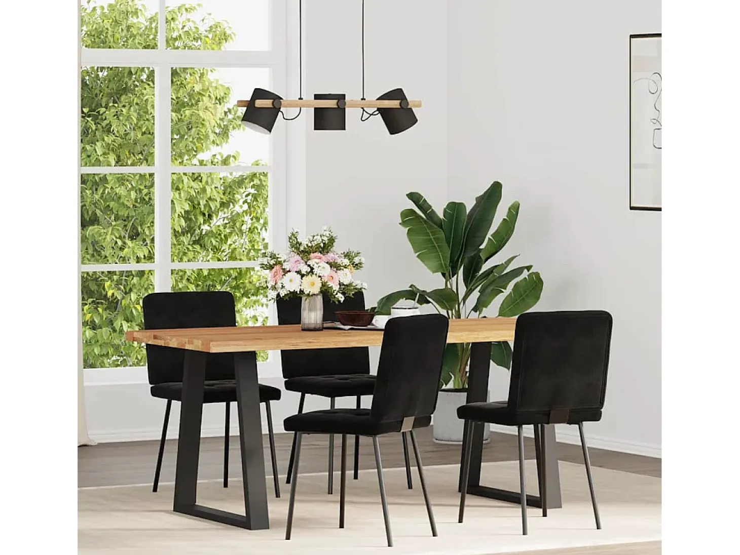 Sillas de comedor 4 unidades terciopelo negro
