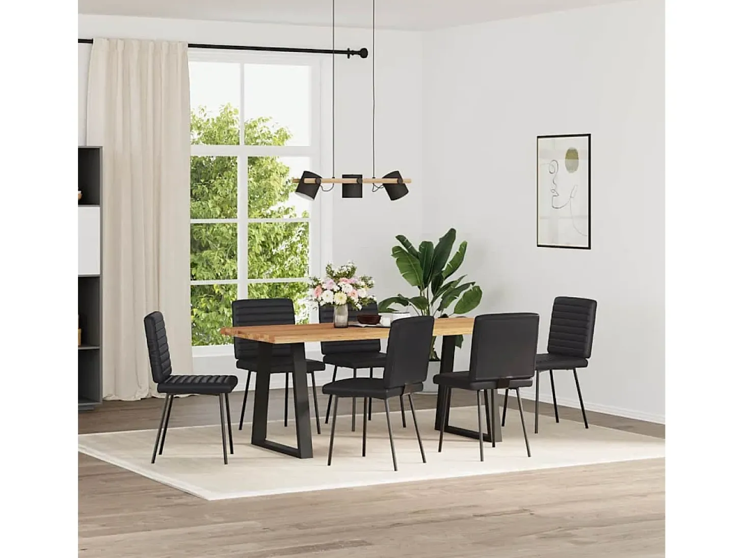 Sillas de comedor 6 unidades cuero sintético negro