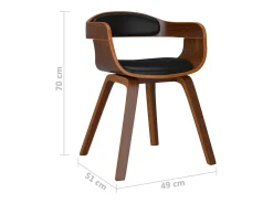 Sillas de comedor 2 unidades cuero sintético y madera curvada negro