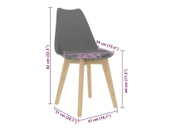 Sillas de comedor 4 unidades plástico gris