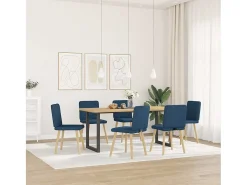 Sillas de comedor 6 unidades tela azul